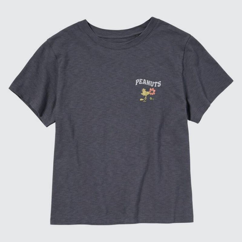 Women's Uniqlo Love Sunshine & Peanuts Ut Graphic T Shirts Dark Grey | IGFX-31592