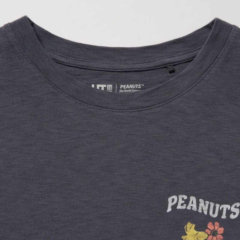 Women's Uniqlo Love Sunshine & Peanuts Ut Graphic T Shirts Dark Grey | IGFX-31592