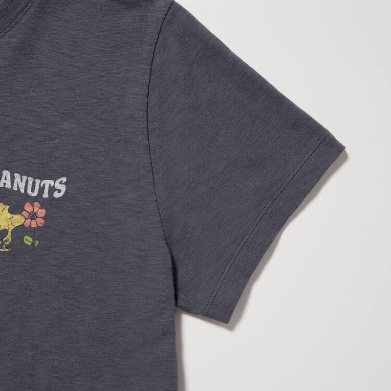 Women's Uniqlo Love Sunshine & Peanuts Ut Graphic T Shirts Dark Grey | IGFX-31592