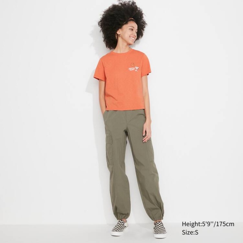 Women's Uniqlo Love Sunshine & Peanuts Ut Graphic T Shirts Orange | PFBL-12943