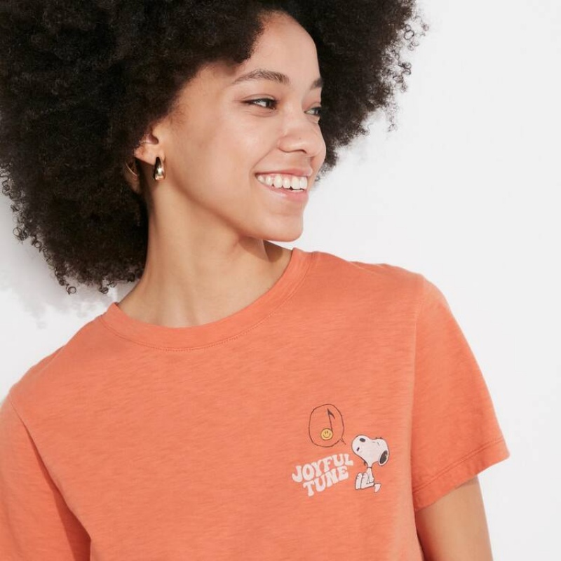 Women's Uniqlo Love Sunshine & Peanuts Ut Graphic T Shirts Orange | PFBL-12943