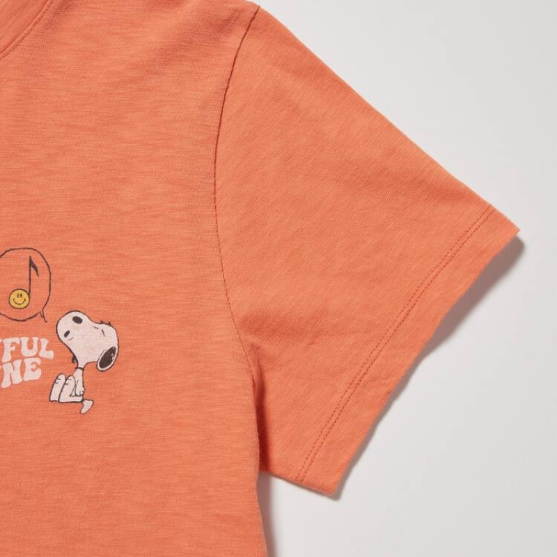 Women's Uniqlo Love Sunshine & Peanuts Ut Graphic T Shirts Orange | PFBL-12943