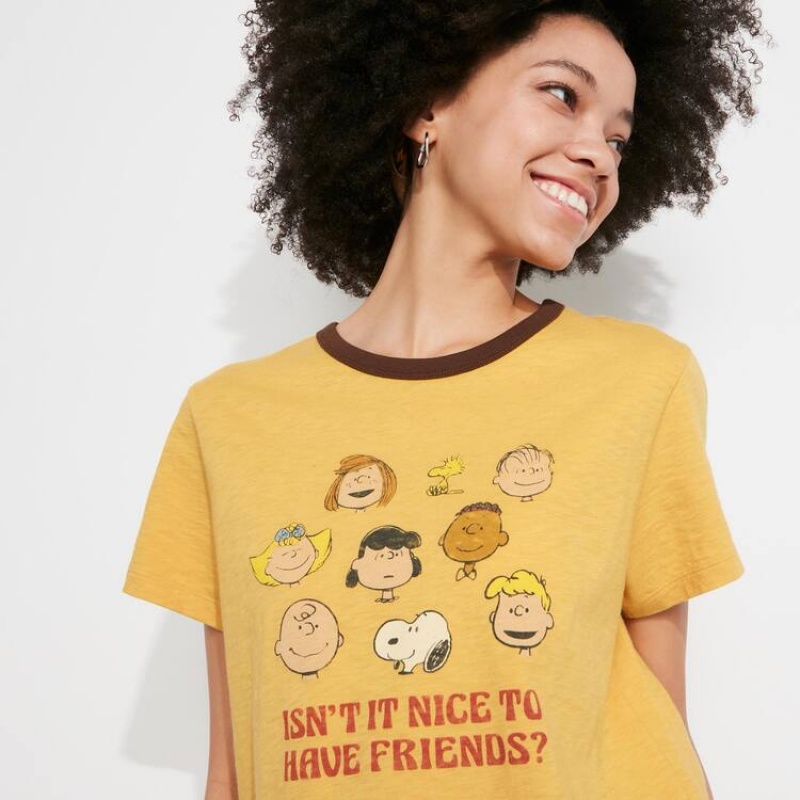 Women's Uniqlo Love Sunshine & Peanuts Ut Graphic T Shirts Yellow | WJBG-95031