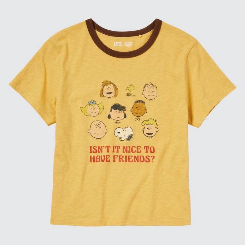 Women's Uniqlo Love Sunshine & Peanuts Ut Graphic T Shirts Yellow | WJBG-95031