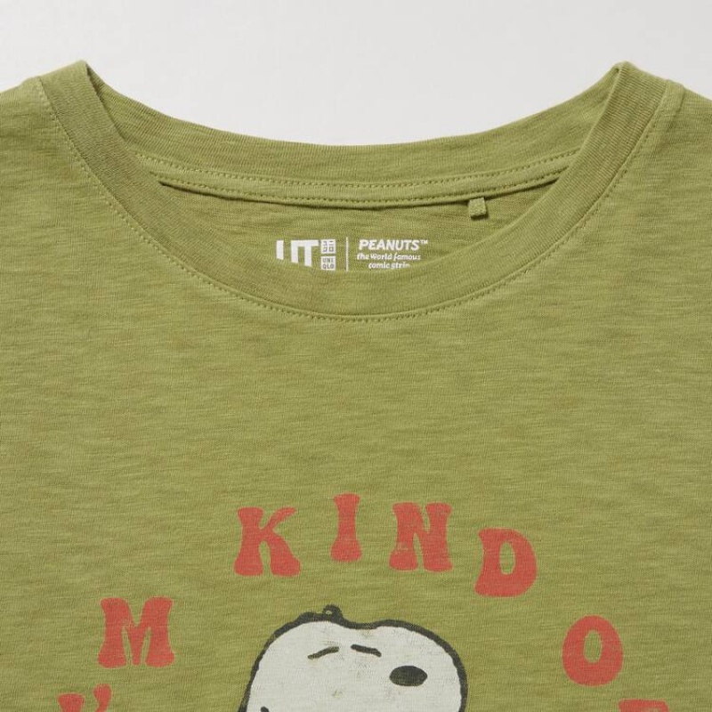 Women's Uniqlo Love Sunshine & Peanuts Ut Graphic T Shirts Green | LJBQ-46509