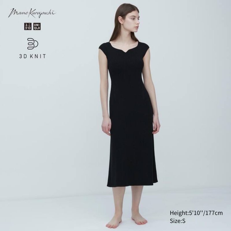 Women\'s Uniqlo Mame Kurogouchi 3d Knit Seamless Dress Black | JXYR-15392