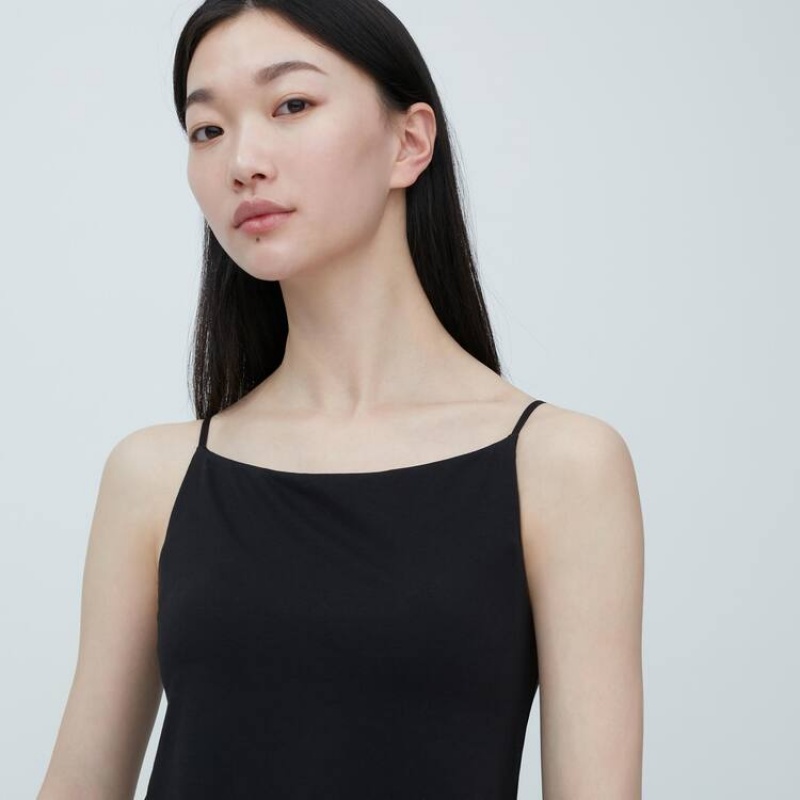 Women's Uniqlo Mame Kurogouchi Airism Plunge Slip Vest Black | KCSV-51983