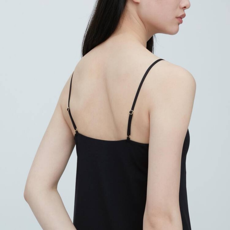 Women's Uniqlo Mame Kurogouchi Airism Plunge Slip Vest Black | KCSV-51983