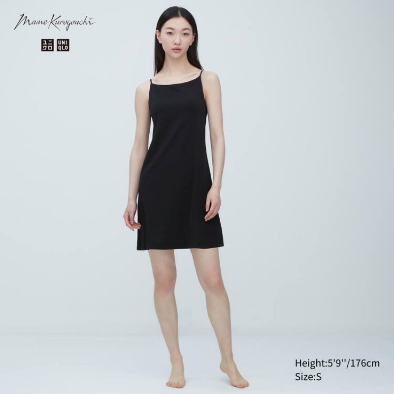 Women\'s Uniqlo Mame Kurogouchi Airism Plunge Slip Vest Black | KCSV-51983