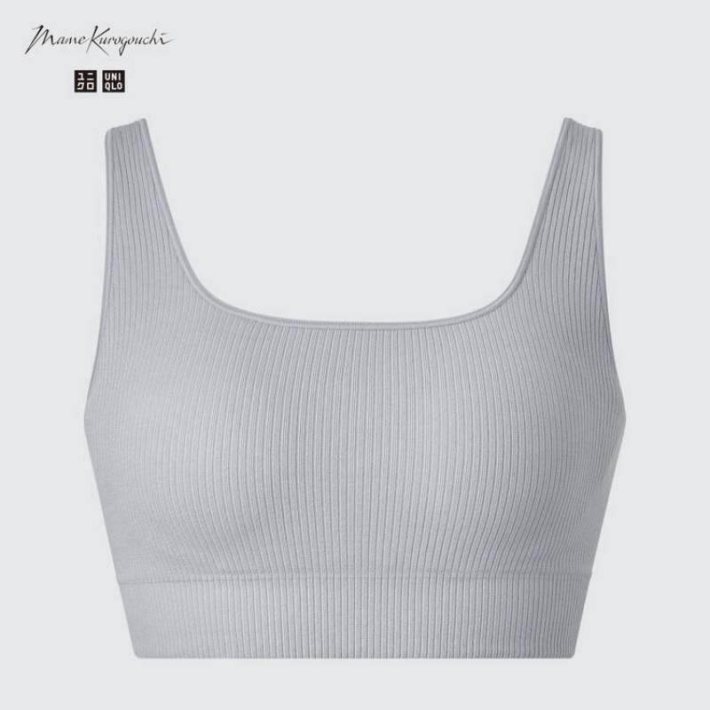 Women's Uniqlo Mame Kurogouchi Relax Seamless Wireless Bras Grey | RZTJ-04917