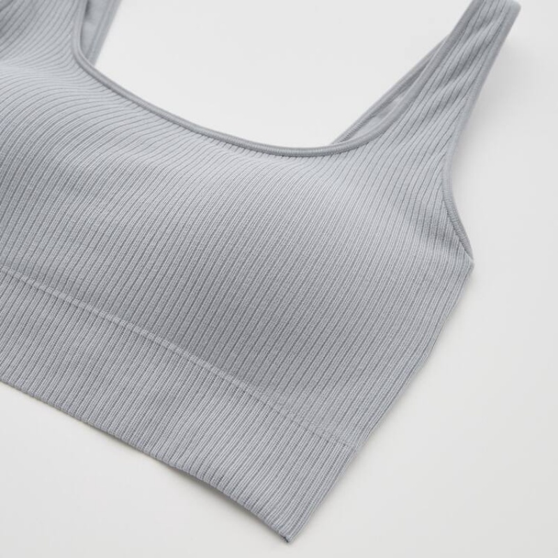 Women's Uniqlo Mame Kurogouchi Relax Seamless Wireless Bras Grey | RZTJ-04917