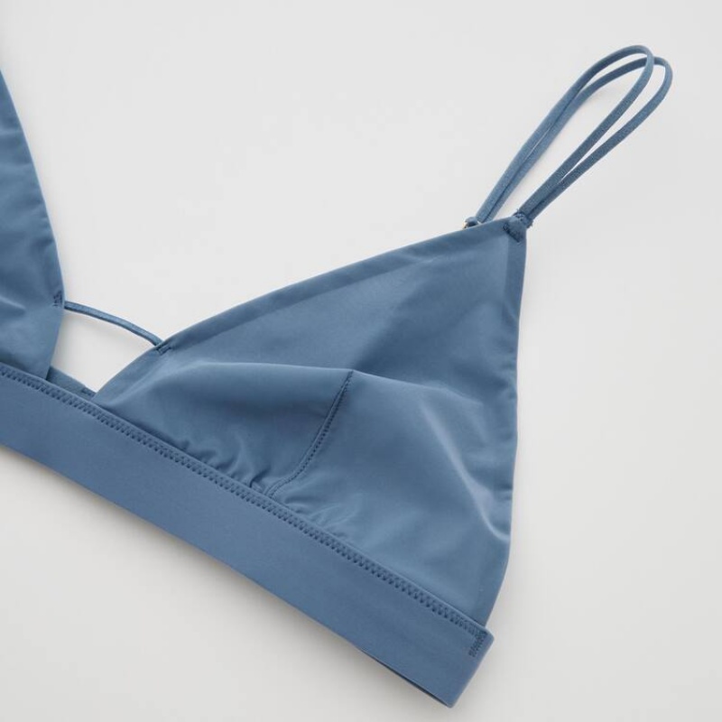 Women's Uniqlo Mame Kurogouchi Sheer Triangle Wireless Bras Blue | GKHE-80371