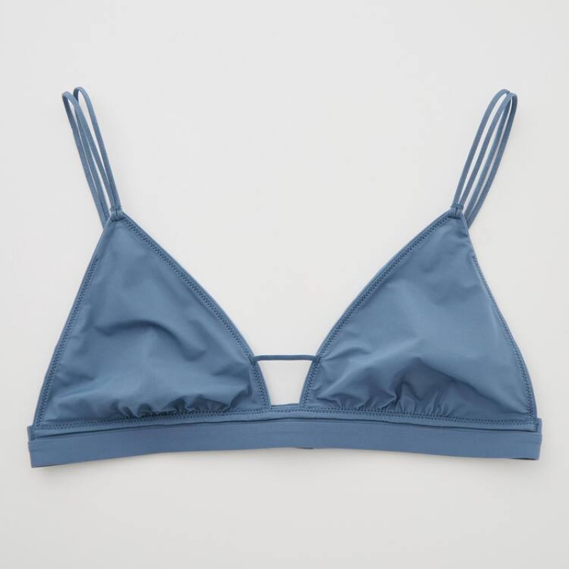 Women's Uniqlo Mame Kurogouchi Sheer Triangle Wireless Bras Blue | GKHE-80371