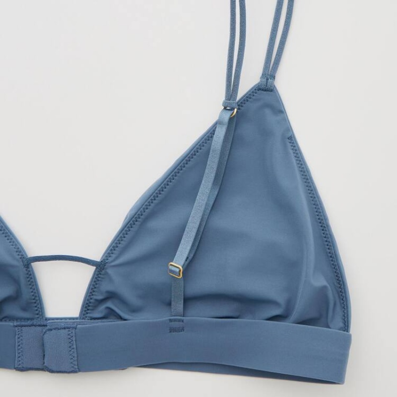 Women's Uniqlo Mame Kurogouchi Sheer Triangle Wireless Bras Blue | GKHE-80371