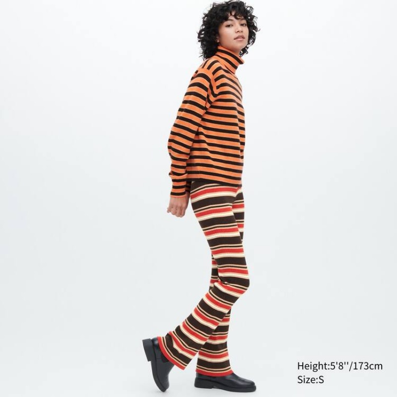 Women's Uniqlo Marni Cashmere Striped Turtleneck Knitwear Orange | LGQS-47196