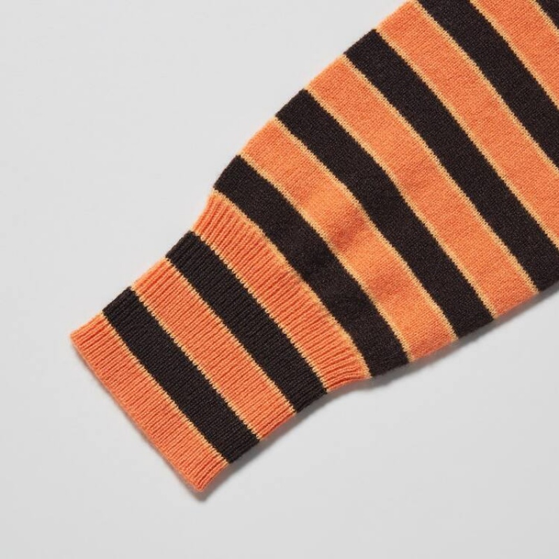 Women's Uniqlo Marni Cashmere Striped Turtleneck Knitwear Orange | LGQS-47196