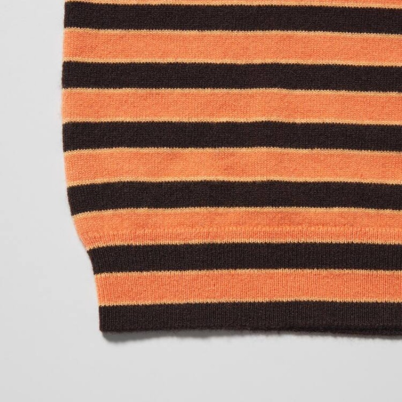 Women's Uniqlo Marni Cashmere Striped Turtleneck Knitwear Orange | LGQS-47196