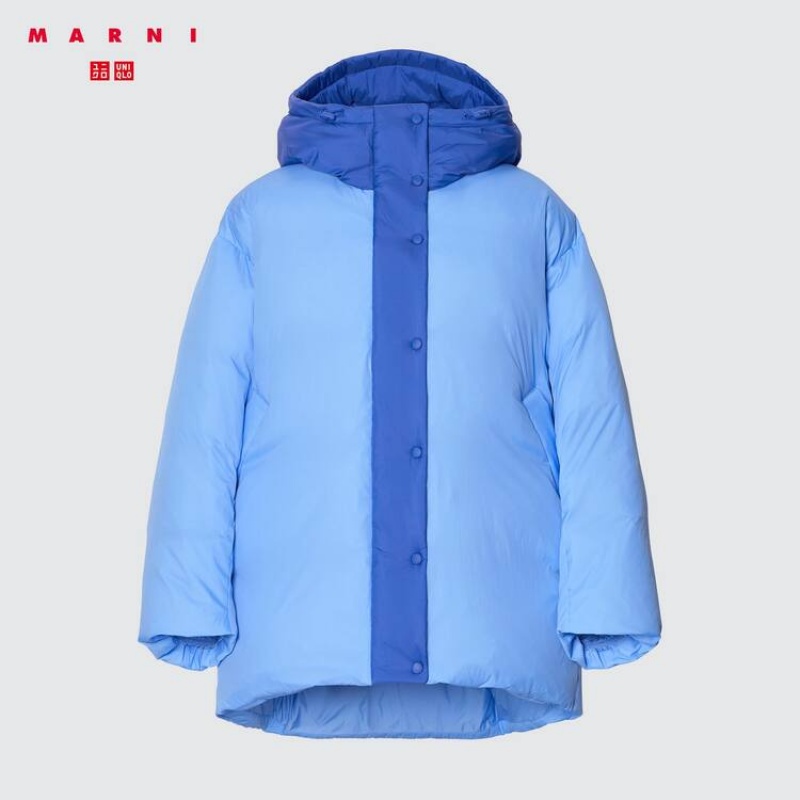 Women's Uniqlo Marni Down Oversized Coats Blue | NYHC-71268