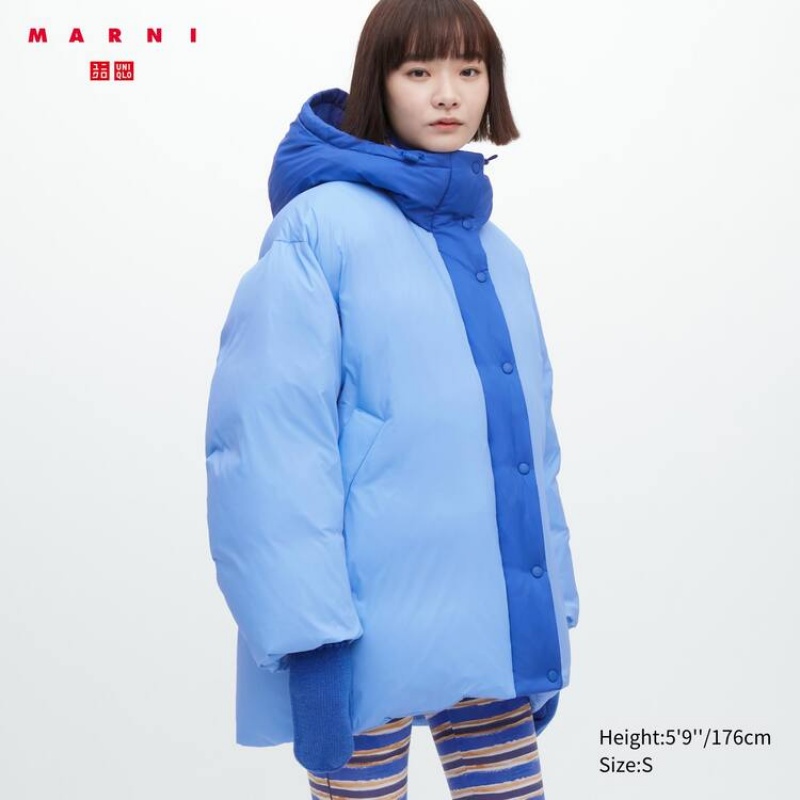 Women\'s Uniqlo Marni Down Oversized Coats Blue | NYHC-71268