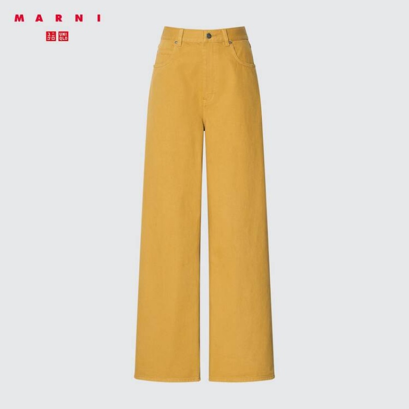 Women's Uniqlo Marnigy Jeans Yellow | JKQH-54280