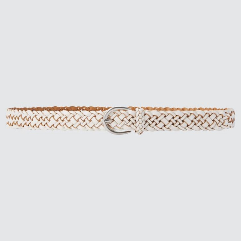 Women\'s Uniqlo Mesh Leather Belts White | XZSC-09378