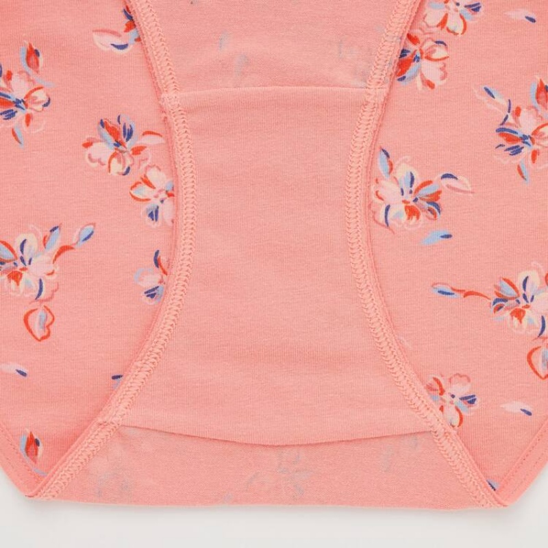 Women's Uniqlo Mid Rise Flower Print Underwear Light Orange | UAQB-56907