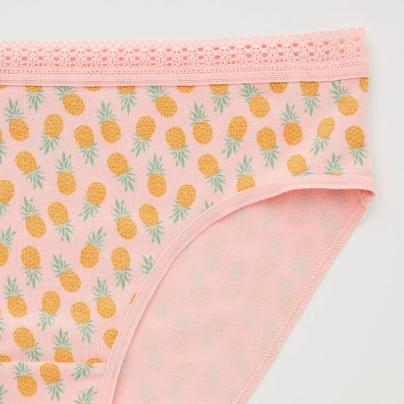 Women's Uniqlo Mid Rise Fruit Print Underwear Pink | CBIV-41675