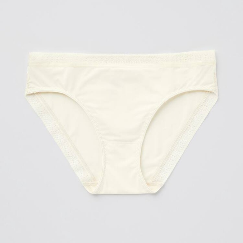 Women's Uniqlo Mid Rise Lace Underwear Yellow | FTSR-60759