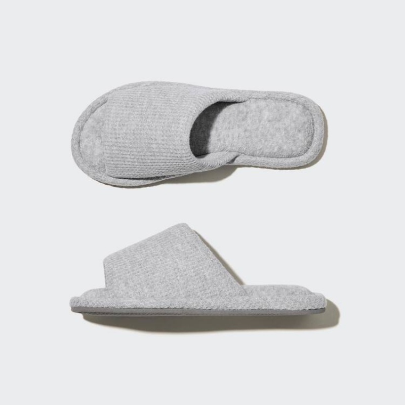 Women\'s Uniqlo Open Toe Waffle Slippers Grey | DSKN-45680