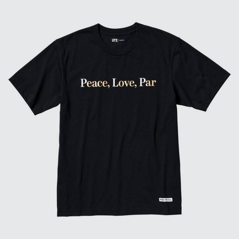 Women\'s Uniqlo Peace For All Ut Graphic (Adam Scott) T Shirts Black | PRTC-52397