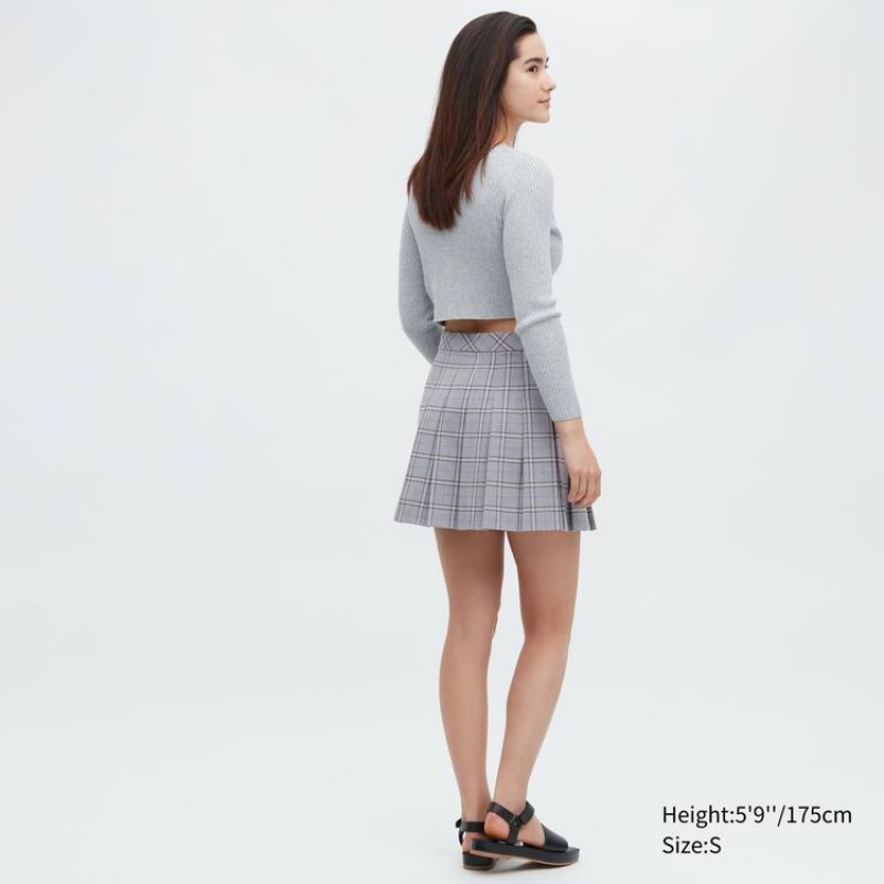 Women's Uniqlo Pleated Mini Skirts Grey | OCJA-53170