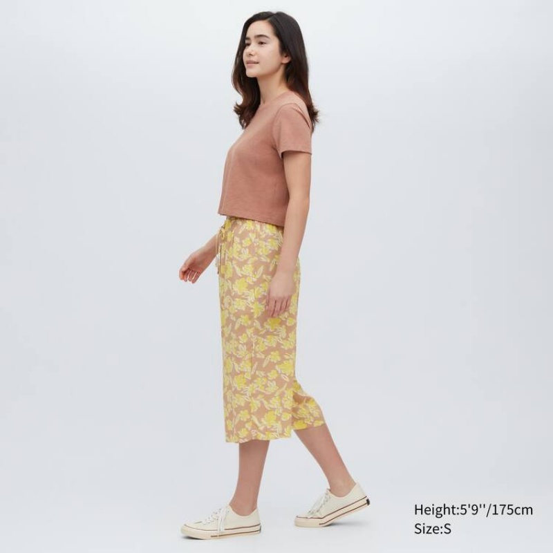 Women's Uniqlo Relaco 3/4 Loungewear Yellow | LAIZ-31604