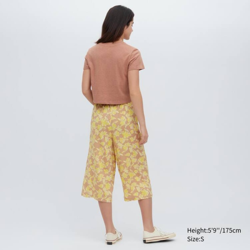 Women's Uniqlo Relaco 3/4 Loungewear Yellow | LAIZ-31604