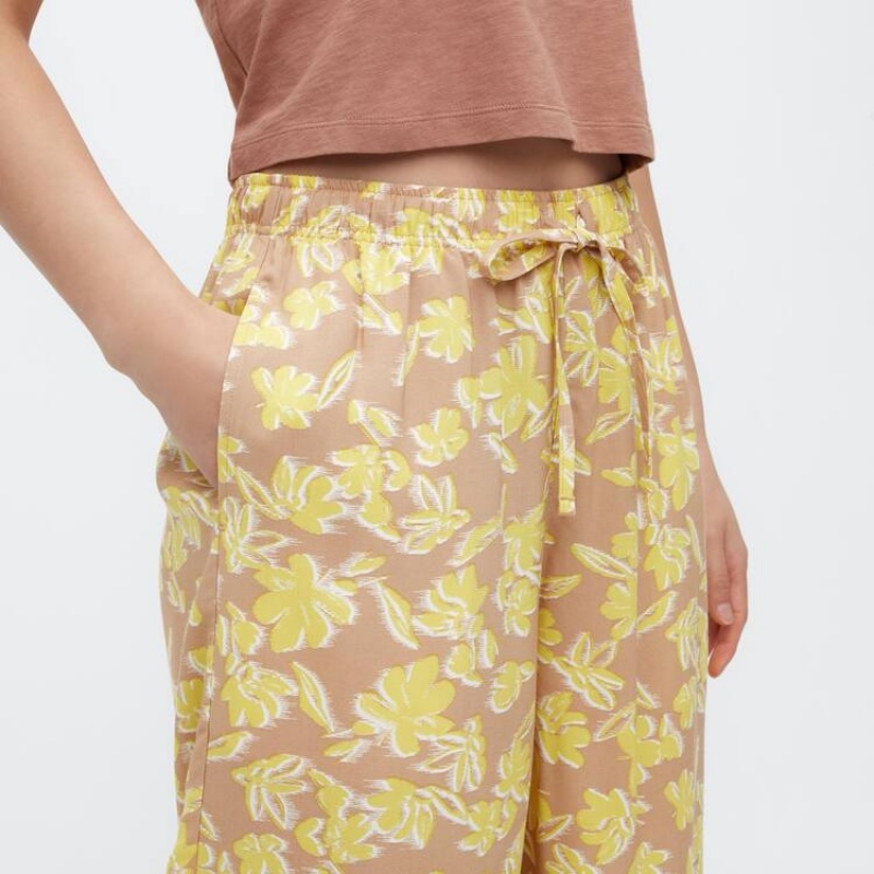 Women's Uniqlo Relaco 3/4 Loungewear Yellow | LAIZ-31604