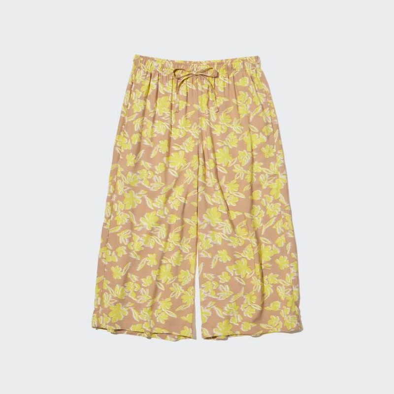 Women's Uniqlo Relaco 3/4 Loungewear Yellow | LAIZ-31604