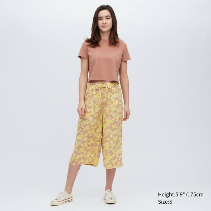 Women\'s Uniqlo Relaco 3/4 Loungewear Yellow | LAIZ-31604