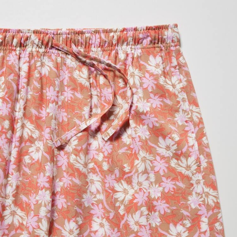 Women's Uniqlo Relaco Surf Floral Print 3/4 Loungewear Pink | PIGA-26493