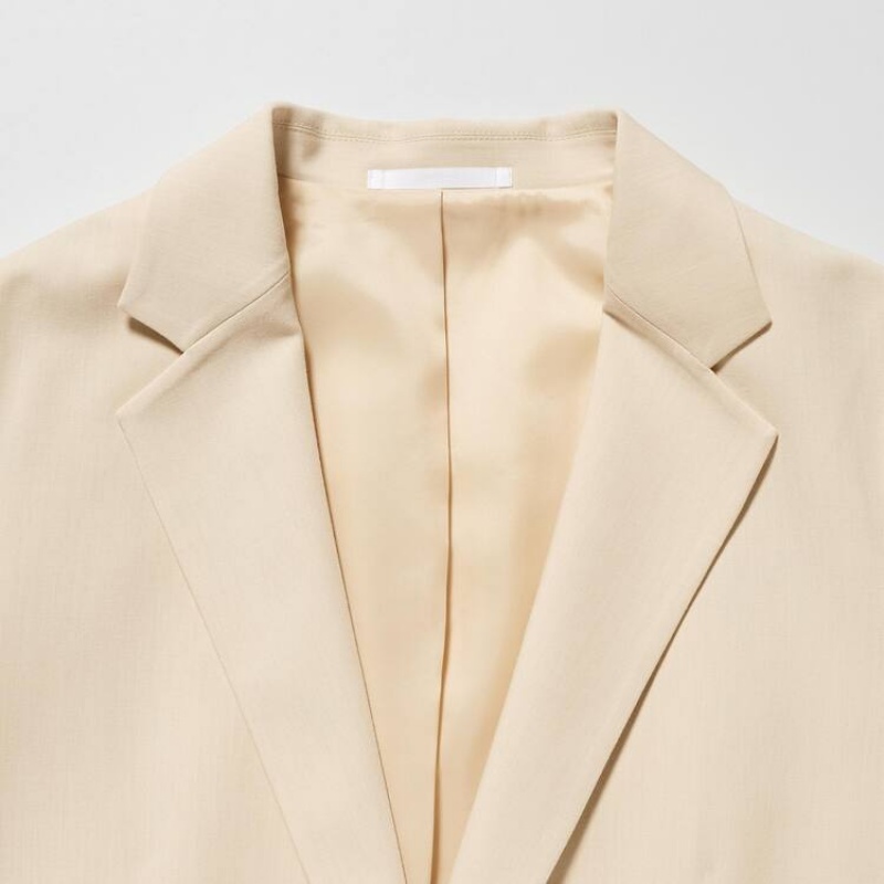 Women's Uniqlo Relaxed Tailored Jackets Beige | VKMW-57163