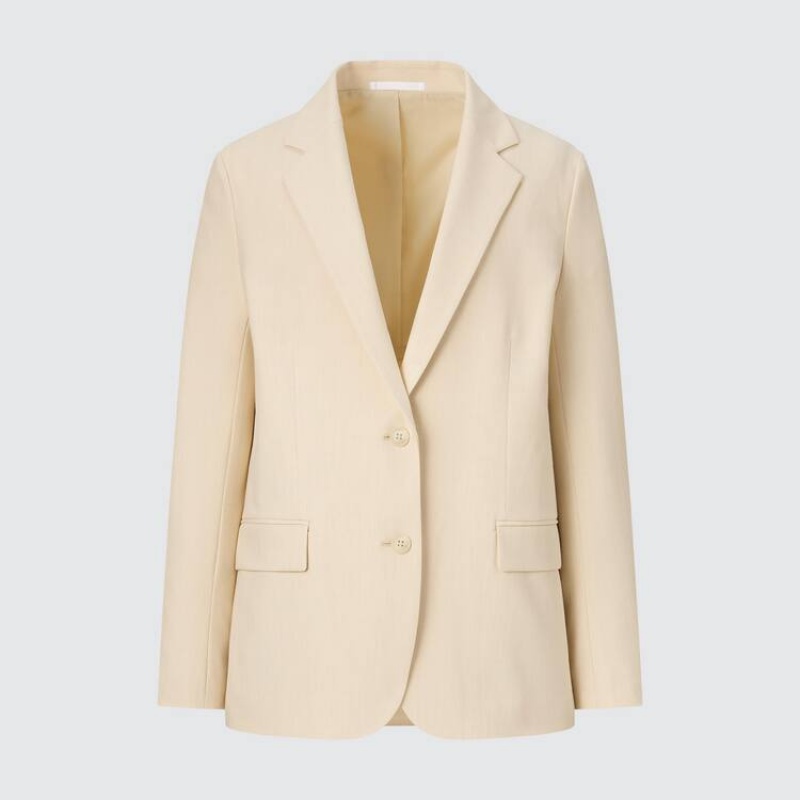 Women\'s Uniqlo Relaxed Tailored Jackets Beige | VKMW-57163