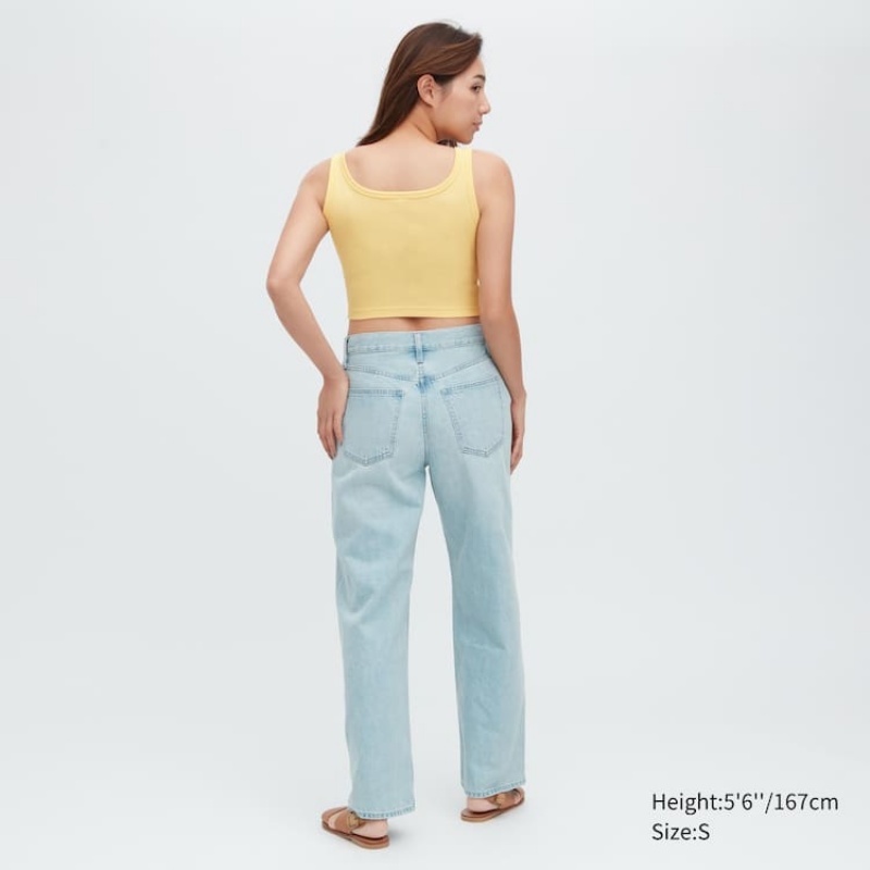 Women's Uniqlo Ribbed Cropped Vest Yellow | TQML-53062