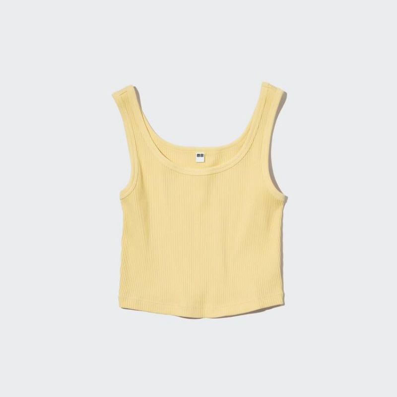 Women's Uniqlo Ribbed Cropped Vest Yellow | TQML-53062