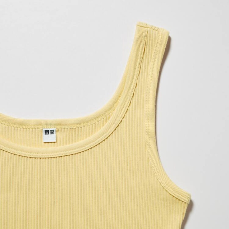 Women's Uniqlo Ribbed Cropped Vest Yellow | TQML-53062