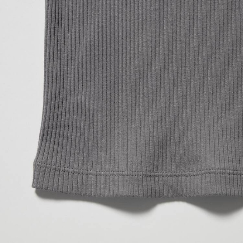 Women's Uniqlo Ribbed Tops Grey | ZJGB-09428