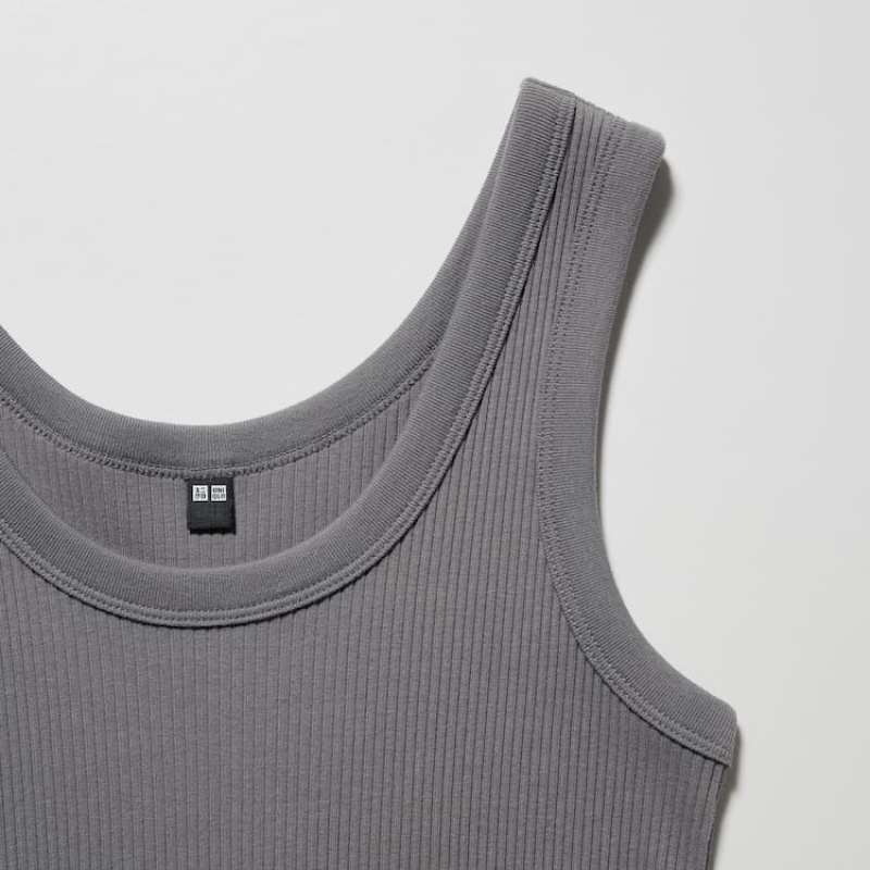 Women's Uniqlo Ribbed Tops Grey | ZJGB-09428