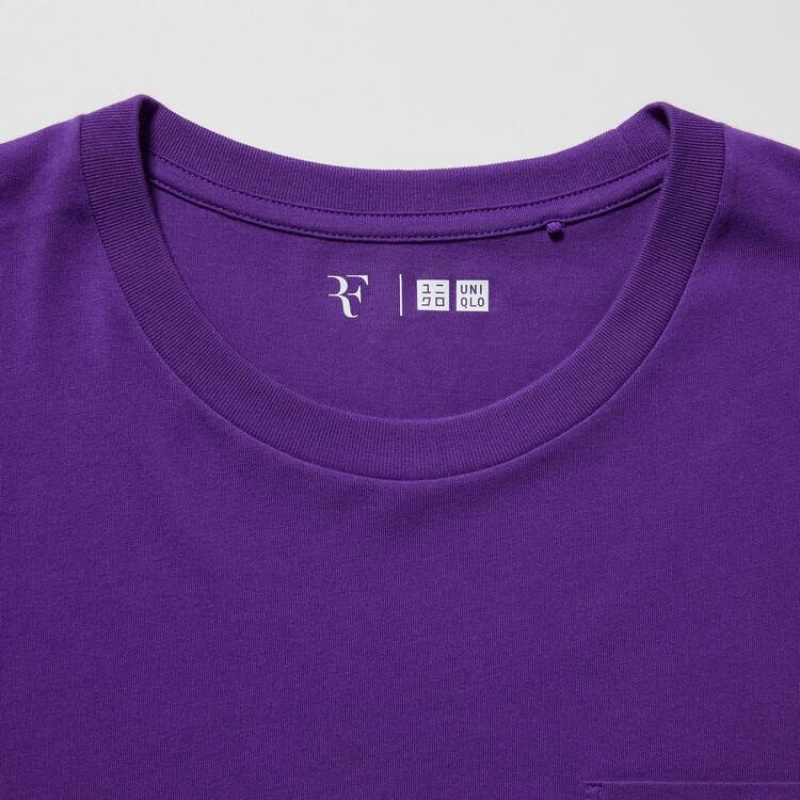 Women's Uniqlo Roger Federer Rf Graphic T Shirts Purple | JALI-83527