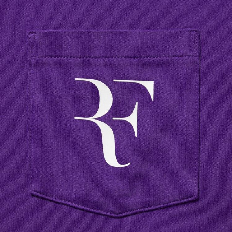 Women's Uniqlo Roger Federer Rf Graphic T Shirts Purple | JALI-83527