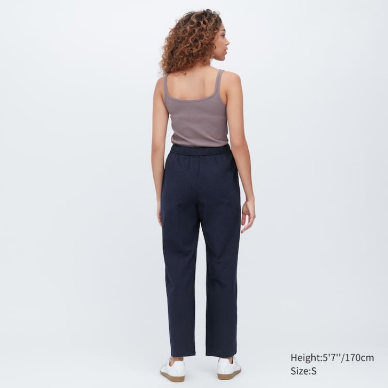 Women's Uniqlo Seersucker Easy Loungewear Dark Grey | GLRM-47081