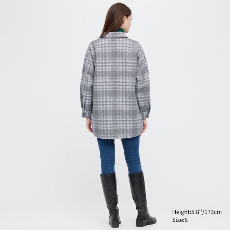 Women's Uniqlo Shirt Shirts Grey | OJID-91076