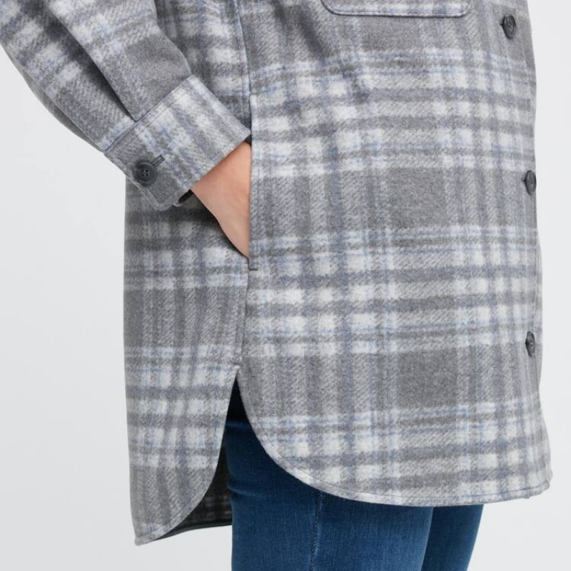 Women's Uniqlo Shirt Shirts Grey | OJID-91076