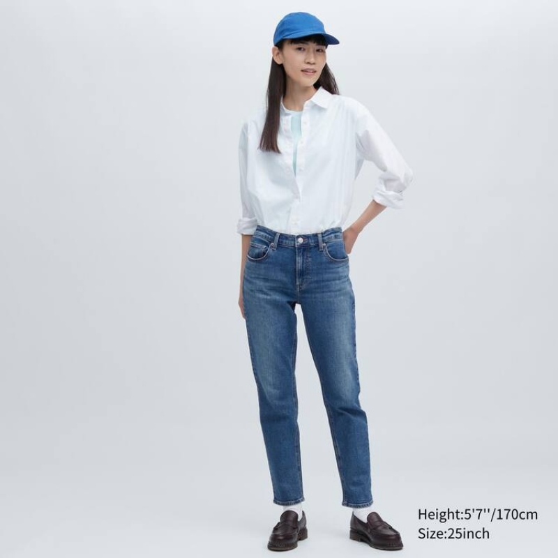 Women's Uniqlo Slim Fit Straight Leg Jeans Blue | PKNA-40371